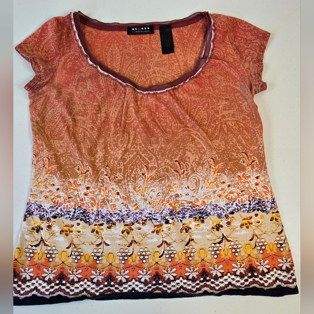 Axcess Boho Paisley Top Orange Small - Picture 6 of 9